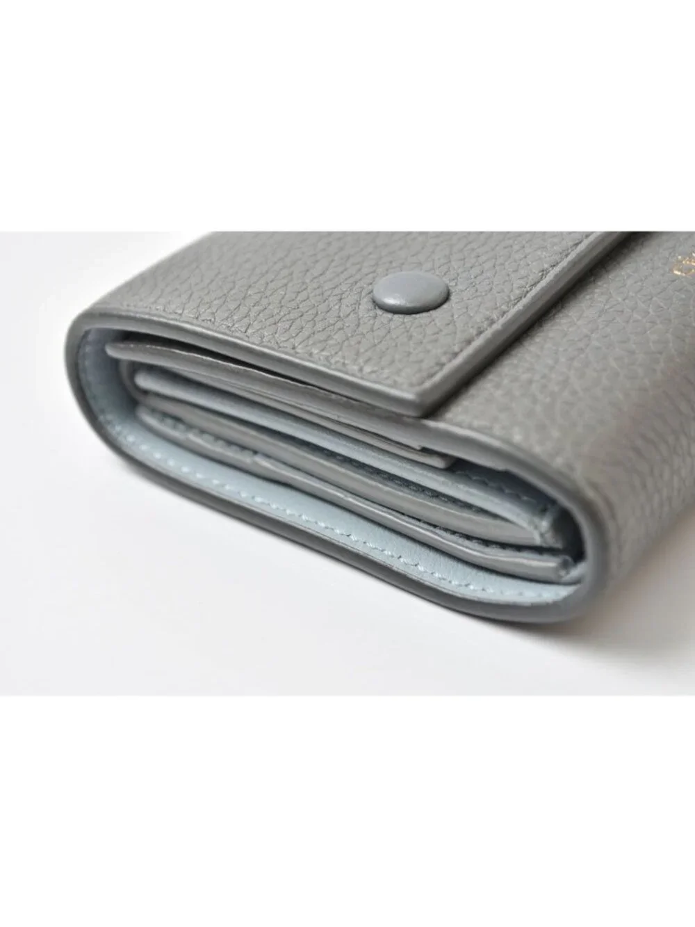 Celine Wallet Mini Small Folded Multi Function Trifold Gray Light Blue Leather